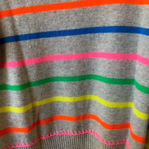 BEAUTIFUL NEW AUTUMN GRAY CASHMERE MULTI STRIPED BRETON CASHMERE SWEATER - Picture 11 of 16